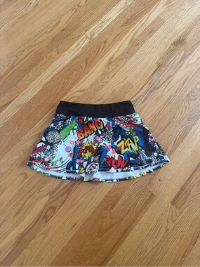 Queen of the court tennis skirt skort comic book style floral print